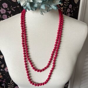 Deep Pink Single-strand Beaded Necklace